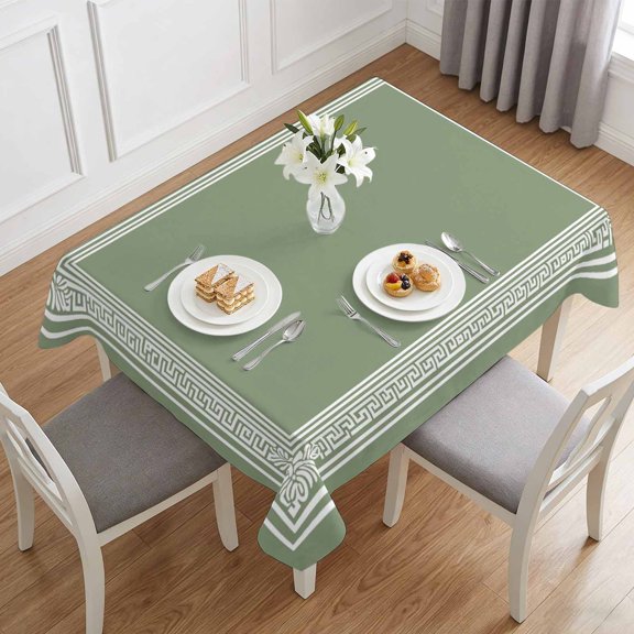 Sage Green Greece Key Table Cloth 60x84in, Waterproof Rectangle Tablecloth Wipeable Tablecloths Abstract Geometric Greece Table Covers for Dining Tables Party Indoor Outdoor