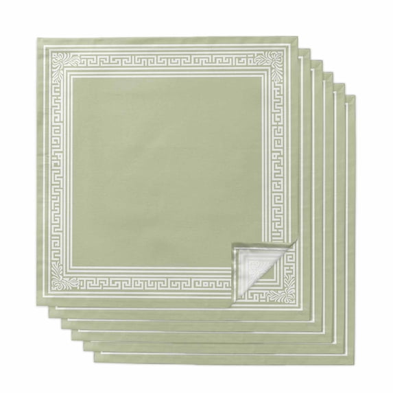 Sage Green Greek Key Cloth Napkins, Geometric Greece Ancient Farmhouse Geo Washable and Reusable Dinner Napkins Set of 6, Table Napkin for Kitchen Party Birthday Wedding Hotel Housewarming 20"x20"