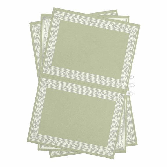 Sage Green Greek Key Kitchen Towels Set of 3, Water Absorbent Dish Towel, Geometric Greece Ancient Farmhouse Geo Decorative Hand Towels - Quick Drying Cloth for Cooking Baking, 18x28 Inch