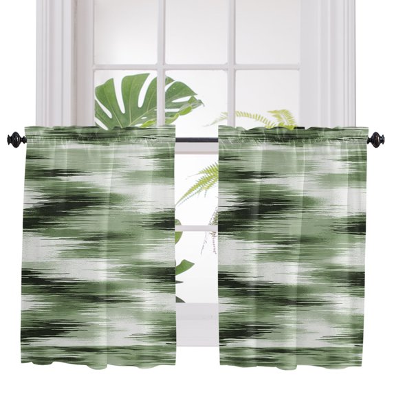 Sage Green Grey 2 Panel Kitchen Curtains for Windows, Abstract Art Aesthetic Bathroom Privacy Curtain, Home Décor Window Treatment for Bedroom/Living Room 55"x45"
