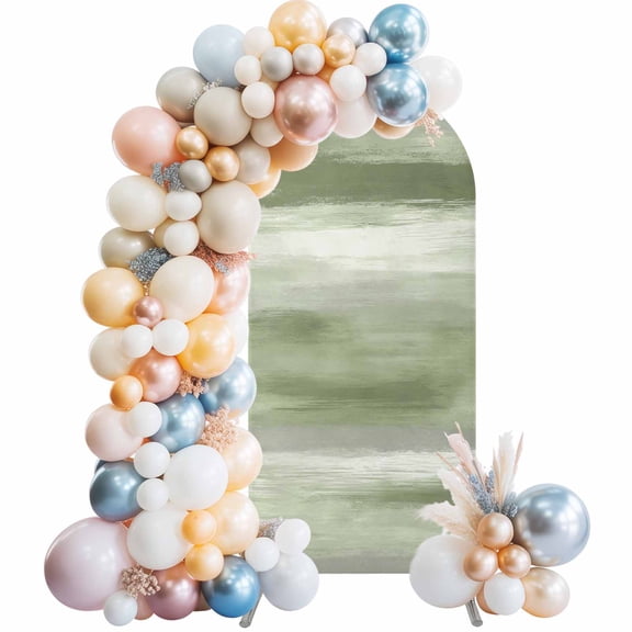 Sage Green Grey Abstract Arch Backdrop Cover 6 FT Mottled Oil Painting Texture Modern Stretchy Elastic Arch Stand Covers Spandex Arched Background Birthday Wedding Party Decoration (No Stand)