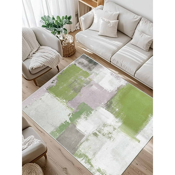 Sage Green Grey Abstract Area Rug for Bedroom 3x5 Ft Modern Graffiti Brush Art Super Soft fuzzy Throw Rug Non-Slip Fluffy Plush Indoor Floor Carpet for Living Room Nursery Home Decor