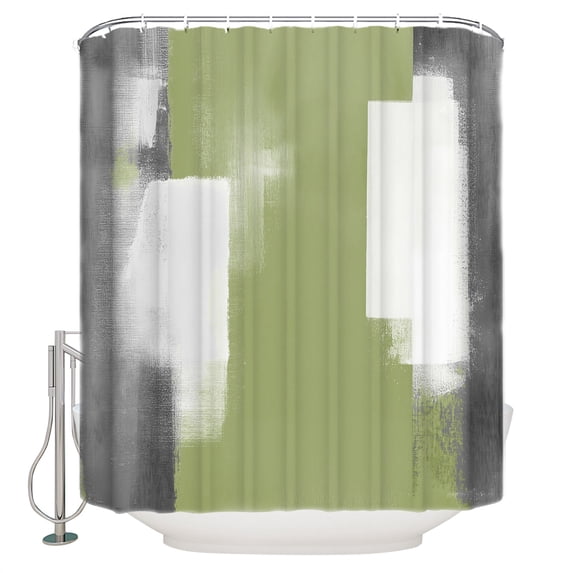 Sage Green Grey Bathroom Shower Curtains with 12 Hooks Polyester Waterproof Shower Curtain for Stalls and Bathtubs Modern Farmhouse Abstract Color Block Decorative Bathroom Curtain 54x78 Inches