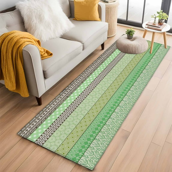 Sage Green Grey Boho 2'x6' Runner Rugs for Hallway Kitchen Bedside Non Slip Washable, Vintage Ethnic Tribe Abstract Art Entryway Rug Runners with Rubber Backing, Long Carpet Runner for Laundry Room