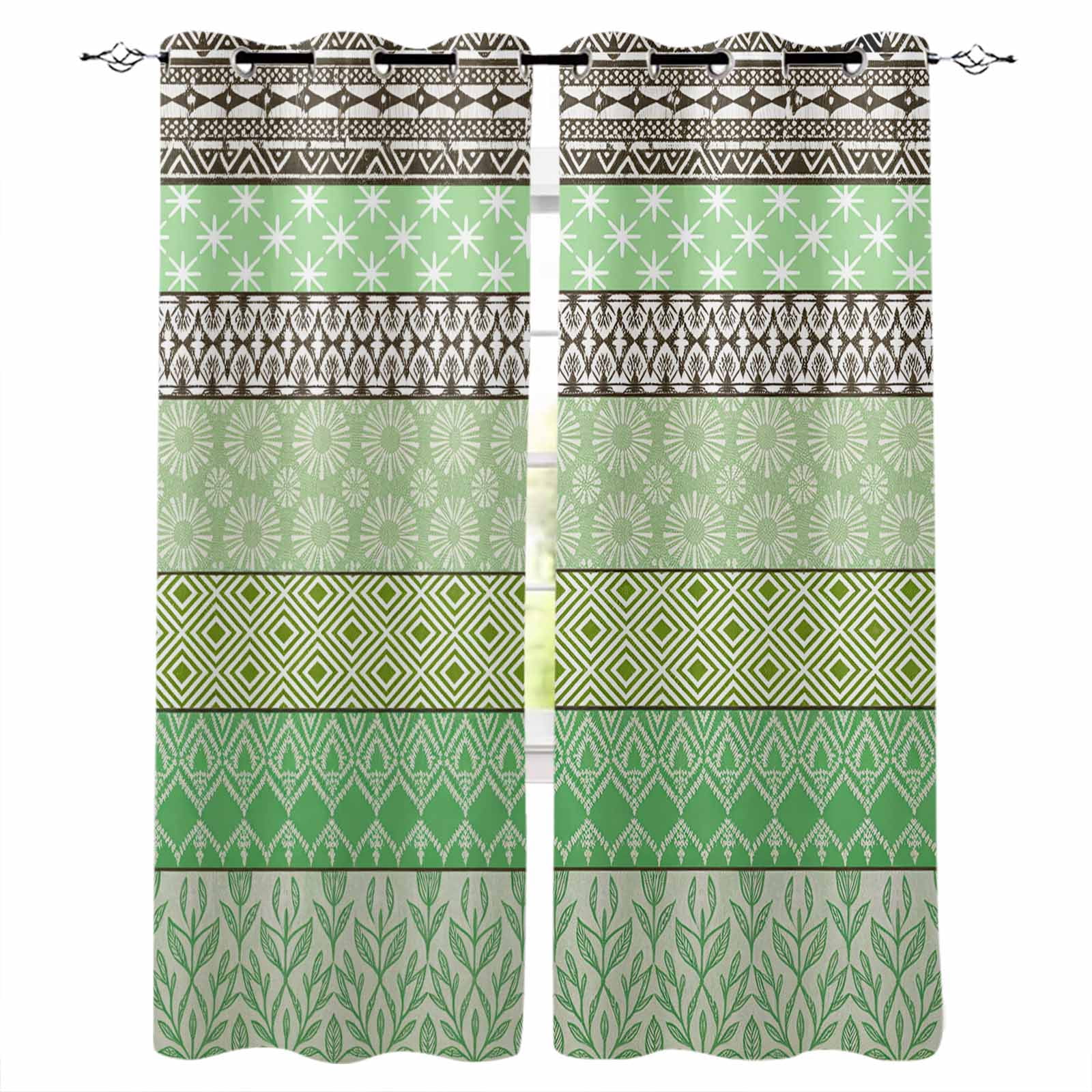 Sage Green Grey Boho Black Out Curtains 72 Inch Long, Light Blocking ...