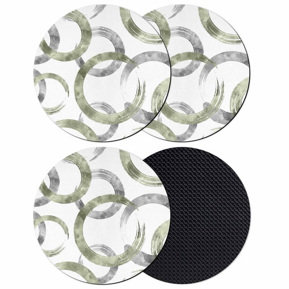 Sage Green Grey Coasters Set of 4, Absorbent Coasters for Drinks, Geometric Circle Modern Abstract Simple Art Coaster for Desk Coffee Table Protection, Home Decor House Warming Gifts 4"