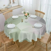 Sage Green Grey Geometric Round Tablecloth 60 Inch - Waterproof Fabric Table Cloth Protector, Contemporary Abstract Art Tablecloths Washable Table Cover for Kitchen Banquet Coffee Table