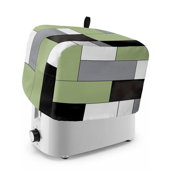Sage Green Grey Geometric Toaster Cover 2 Slice, Modern Black White Abstract Art Dustproof Bakeware Oven Protector with Top Hook, Waterproof Small Kitchen Appliance Toasters Dust Cover, 12"x7.5"x8"