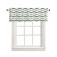 thumbnail image 1 of Sage Green Grey Kitchen Valances for Windows Farmhouse Linen Window Valance Curtain for Living Room Window Treatment Abstract Geometric Ocean Wave Stripe Valance Rod Pocket Topper Drape, 42 x 12 Inch, 1 of 6