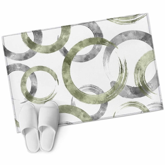 Sage Green Grey Large Area Rugs for Bedroom Living Room, Non Slip Carpet Bedside Rug, Geometric Circle Modern Abstract Simple Art Rectangular Floor Cover Kitchen Accent Rug 2'x3' for Office