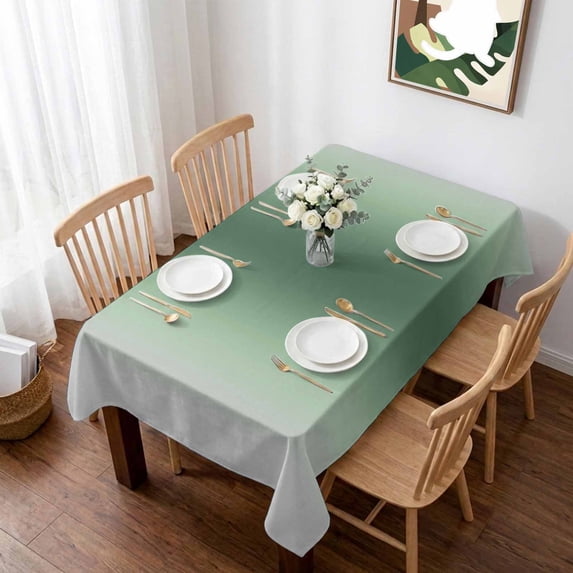 Sage Green Grey Ombre Table Cloth Waterproof Tablecloths, Modern Abstract Art Gradient Tablecloth Dining Table Cover for Kitchen Party Tabletop Outdoor, Rectangle Tablecloth 60x84 Inch