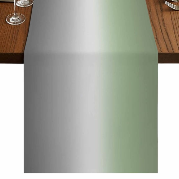 Sage Green Grey Ombre Table Runner 72 Inches Long, Modern Ombre Abstract Art Cotton Linen Table Runners Dresser Scarves, Decorative Fabric Tabletop Scarf Furniture Cover for Home Dinner Party 13"x72"