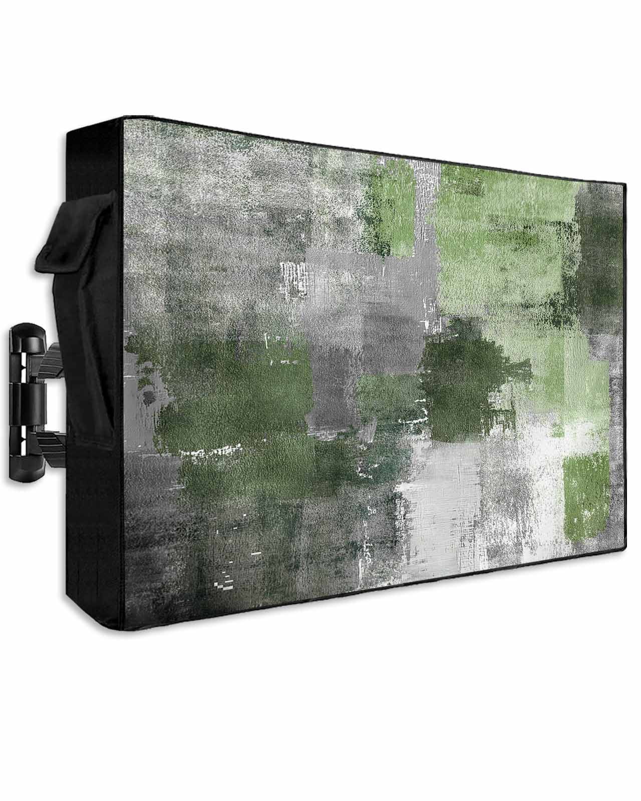 Sage Green Grey Outdoor TV Cover 52 to 55 inch Modern Graffiti Brush ...