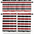 thumbnail image 1 of Sage Green Grey Stripe Kitchen Curtains, Farmhouse Watercolor Modern Geometric 3-Piece Kitchen Curtain Valance and Tiers Set 24 Inch Length, Rod Pocket Half Window Curtains for Cafe Living Room, 1 of 6