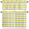 thumbnail image 1 of Sage Green Grey Stripe Kitchen Curtains, Farmhouse Watercolor Modern Geometric 3-Piece Kitchen Curtain Valance and Tiers Set 24 Inch Length, Rod Pocket Half Window Curtains for Cafe Living Room, 1 of 6