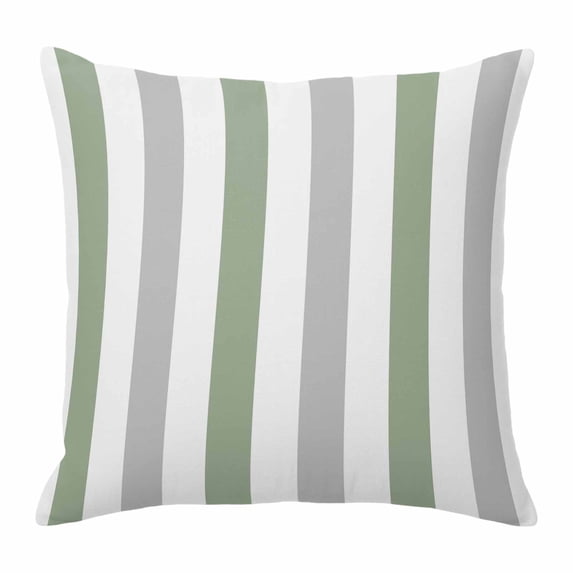 Sage Green Grey Stripe Pillow Covers 18x18 Inch, Modern Farmhouse Vertical Striped Linen Pillowcase with Invisible Zipper, Decorative Throw Pillow Covers Cushion Case for Couch Sofa Bed Living Room