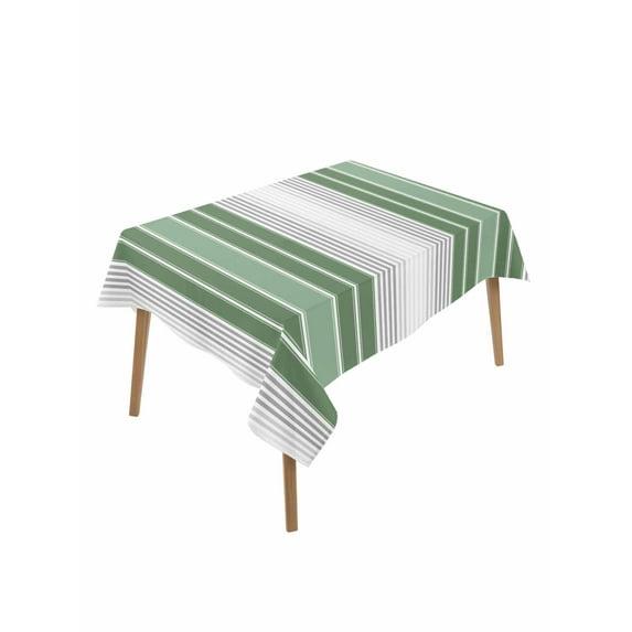 Sage Green Grey Stripe Table Cloth, Farmhouse Simple Striped Waterproof Tablecloth for Rectangle Tables, Reusable Washable Fabric Table Cover for Restaurant Kitchen Dining Tables 60"x84"