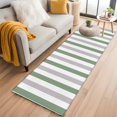 thumbnail image 1 of Sage Green Grey Stripe Washable Runner Rugs 2'x6', Classic Modern Low Pile Throw Entryway Rug Non-Slip Sturdy Edge Binding Carpet for Indoor Bedside Entrance Bedside, 1 of 9
