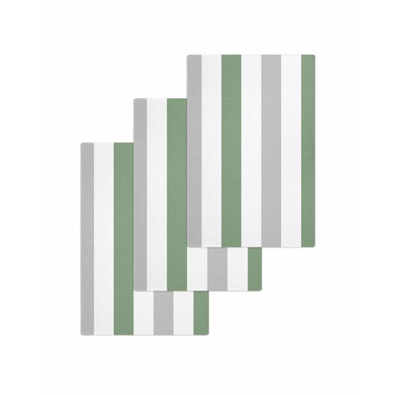 Sage Green Grey Striped Kitchen Dish Towels for Drying Dishes Set of 3, Geometric Vertical Stripes Waffle Weave Microfiber Terry Hand Tea Bathroom Towels Quick Dry & Absorbent Towel 15.7x23.6