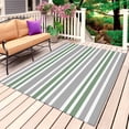 thumbnail image 1 of Sage Green Grey Striped Outdoor Rug for Patio/Deck/Porch, Non-Slip Large Area Rug 5 x 7 Ft, Horizontal Lines Simple Minimalist Indoor Outdoor Rugs Washable Area Rugs, Camping Rug Carpet Runner, 1 of 8
