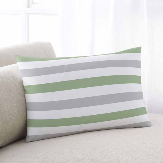 Sage Green Grey Striped Small Pillow Covers, Farmhouse Sage Green Stripes Soft Breathable Throw Pillow Cases with Invisible Zipper, Decorative Pillowcase Pillows Protectors for Sofa Bed Chair 12"x20"