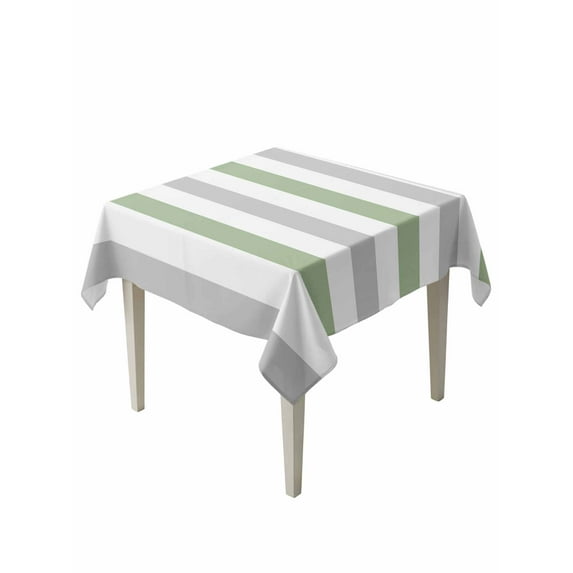 Sage Green Grey Striped Table Cloth, Farmhouse Sage Green Stripes Waterproof Tablecloth for Square Tables, Reusable Washable Fabric Table Cover for Restaurant Kitchen Dining Tables 54"x54"