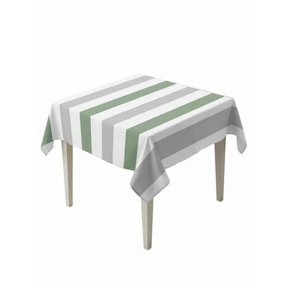Sage Green Grey Striped Table Cloth, Minimalist Farmhouse Stripe Waterproof Tablecloth for Square Tables, Reusable Washable Fabric Table Cover for Restaurant Kitchen Dining Tables 60"x60"