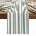 thumbnail image 1 of Sage Green Grey Striped Table Runner - 90 Inch Long, Kitchen Dining Table Runner Dresser Scarves, Horizontal Lines Simple Minimalist Farmhouse Decor for Coffee Tables Wedding Party Banquet, 1 of 8