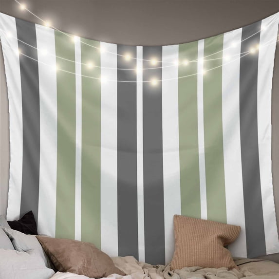 Sage Green Grey Striped Tapestry for Bedroom Wall Hanging Tapestry, Gray Modern Abstract Art Ceiling Backdrop Tapestries Poster Blanket Wall Decor for Teens Room Living Room Dorm 51" x 59"