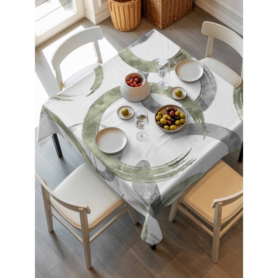 Sage Green Grey Tablecloth Square Table Cloth 60x60, Waterproof Tablecloth Outdoor Table Cloth, Geometric Circle Modern Abstract Simple Art Washable Table Cover for Kitchen Dinning Party