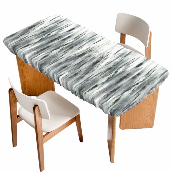 Sage Green Grey Vintage Table Cloths for 5 Foot Rectangle Tables, Retro Abstract Art Patio Waterproof Elastic Fitted Tablecloths, Washable Rectangular Table Cover for Camping