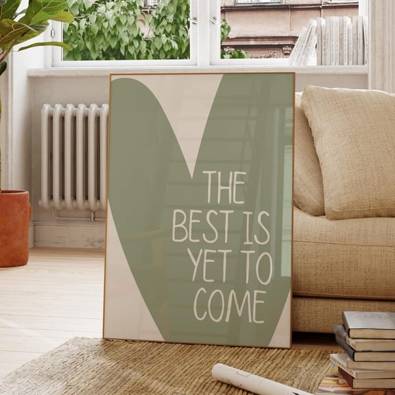 Sage Green Heart Poster Positive Quote Dorm Decor Unframed Paper Print