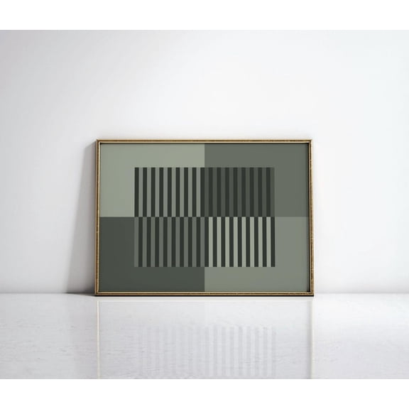Sage Green Horizontal Wall Art, Abstract Mid Century Wall Art, Sage Green Wall Decor, Mid Century Modern, Above Couch Wall Art, Unframed Canvas Size 8x12