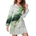 thumbnail image 1 of Sage Green Ink Night Robe Long Sleeve V Neck Robe With Belt Women's Sleepwear Dresses, 1 of 9