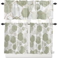 thumbnail image 1 of Sage Green Kitchen Curtains and Valance Set, Modern Geometric Cafe Curtains Rod Pocket Windows Curtains for Living Room Bedroom Abstract Gold Lines Nordic Art Valance and Tier Curtains 36 Inch Length, 1 of 6