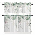 thumbnail image 1 of Sage Green Kitchen Curtains and Valances Set, Eucalyptus Leaves Watercolor Leaf Red Fruit Country Rod Pocket Window Valance Window Curtain Panels for Living Room Bedroom Laundry, 27.5x36in, 3 Pieces, 1 of 7