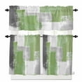 thumbnail image 1 of Sage Green Kitchen Curtains and Valances Set, Gray Graffiti Color Blocks Abstract Art Geometric Rod Pocket Window Valance Window Curtain Panels for Living Room Bedroom Laundry, 27.5x24in, 3 Pieces, 1 of 7
