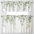 thumbnail image 1 of Sage Green Kitchen Curtains and Valances Set of 3 Spring Summer Leaf Kitchen Curtains Set Kitchen Valances for Windows Treatment Tiers for Bathroom, 1 of 6