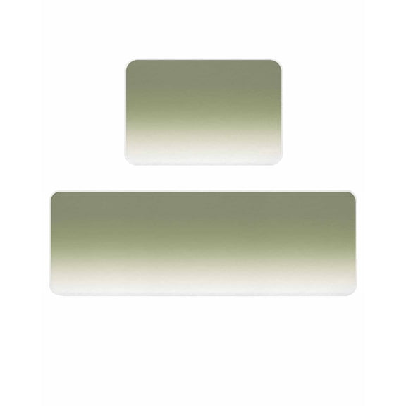Sage Green Kitchen Mats for Floor 2 Piece, and Beige Ombre Color Gradient Absorbent Non-Slip Kitchen Rugs Comfort Standing Mat for Laundry, Hallways 23.6"x35.4"+23.6"x70.9"