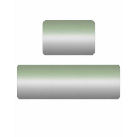 Sage Green Kitchen Mats for Floor 2 Piece, and Grey Ombre Color Gradient Absorbent Non-Slip Kitchen Rugs Comfort Standing Mat for Laundry, Hallways 20"x24"+20"x48"