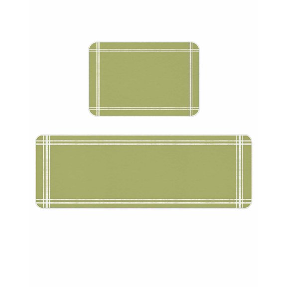 Sage Green Kitchen Mats for Floor 2 Piece, Olive Solid Color Absorbent Non-Slip Kitchen Rugs Comfort Standing Mat for Laundry, Hallways 15.7"x23.6"+15.7"x47.2"