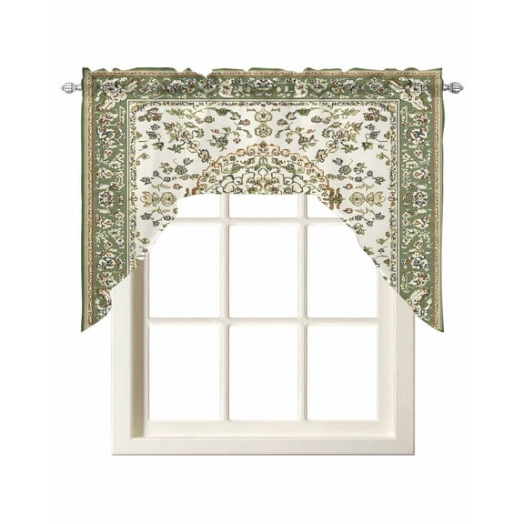 Sage Green Kitchen Swag Valances for Windows, Southwest Tribal Antique Boho-Chic Heritage Swag Valances Curtains for Living Room, Rod Pocket Window Treatments for Bathroom, Bedroom, Cafe, 56"x36"
