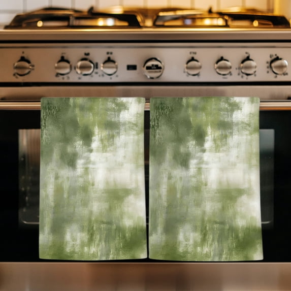 Sage Green Kitchen Towels Set of 4, Modern Abstract Minimalist Aesthetic Art Absorbent Dish Towels for Kitchen, Microfiber Hand Towel, Quick Drying Tea Towel for Cleaning Decorative Dishcloths