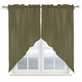 thumbnail image 1 of Sage Green Kitchen Window Curtains, Swag Curtains Valance for Bedroom Living Room Bathroom, Brown Solid Color Simple Abstract Rod Pocket Window Treatment Curtain Block Drapes 2 Panels 28"x36", 1 of 9