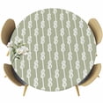 thumbnail image 1 of Sage Green Knot Round Tablecloth 45-54 Inch Round Fitted Table Cloth with Elastic Edge, Nautical Striped Monochrome Ocean Waterproof Table Cover Protector for Outdoor Picnic Party Dining, 1 of 6