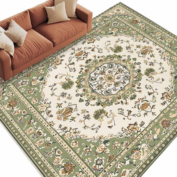 Sage Green Large Area Rugs for Bedroom Living Room, Soft Non Slip Carpet Bedside Rug, Southwest Tribal Antique Boho-Chic Country Rectangular Floor Cover Kitchen Accent Rug 8'x10' for Office