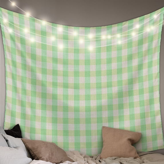 Sage Green Large Tapestry for Bedroom Wall Hanging Tapestry,Grid Checkered Plaid Gingham Lattice Trellis Ceiling Backdrop Tapestries Poster Blanket Wall Decor for Teens Room Living Room 85" x 90"