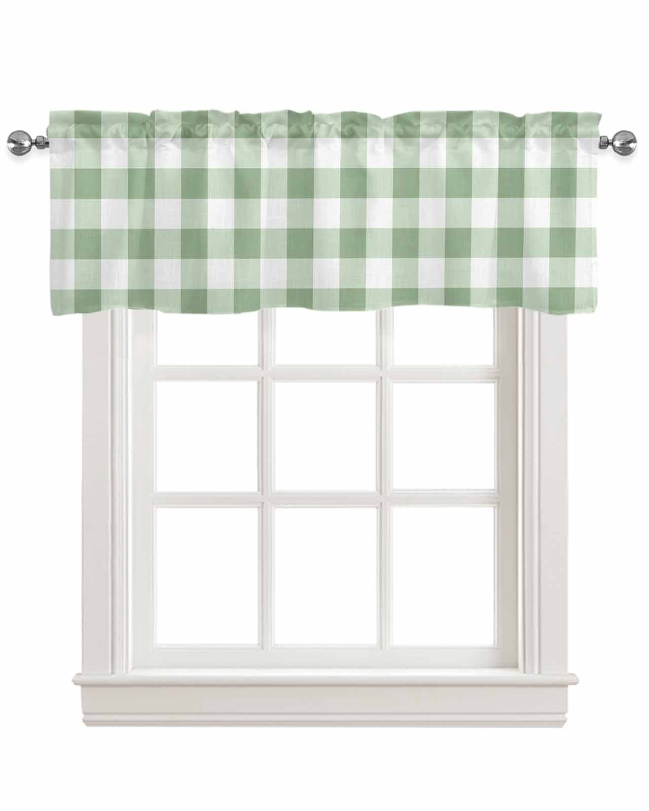 Sage Green Lattice Linen Curtain Valance for Bedroom/Bathroom/Kitchen ...