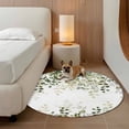 thumbnail image 1 of Sage Green Leaf 3ft Round Rug for Bathroom Accent Bedside Corner, Watercolor Eucalyptus Leaves Botanical Washable Non Slip Circle Area Rug for Small Spaces, 1 of 9