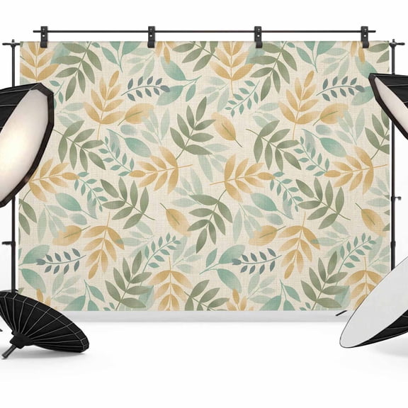 Sage Green Leaf Backdrop for Photoshoot,Photography Photo Studio Background Wall Backdrop,Nature Plant Branch Fall Botanical Back Drop Banner Panel for Portraits Wedding Party Live Streaming 12x8Ft